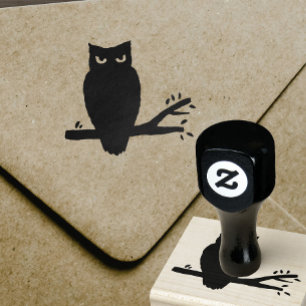 Spooky Night Owl Silhouette Rubber Stamp
