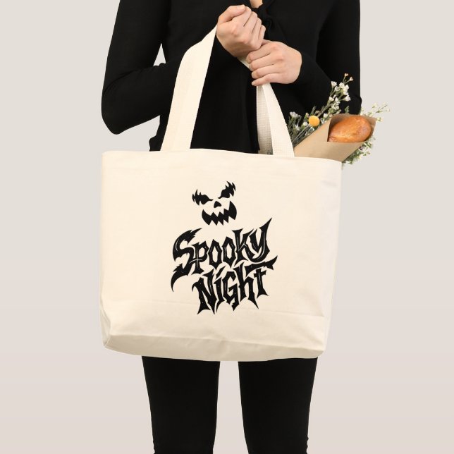 Spooky night Pumpkin face   Large Tote Bag (Front (Product))