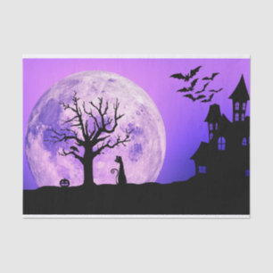 Spooky Night Sky Black Cat Halloween Tissue Paper