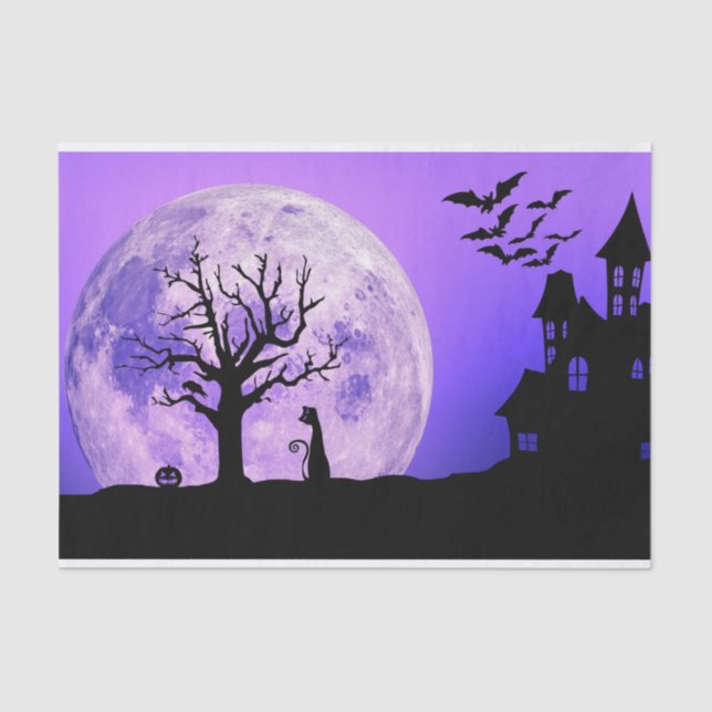  Spooky Night Sky Black Cat Halloween  Tissue Paper (Front)