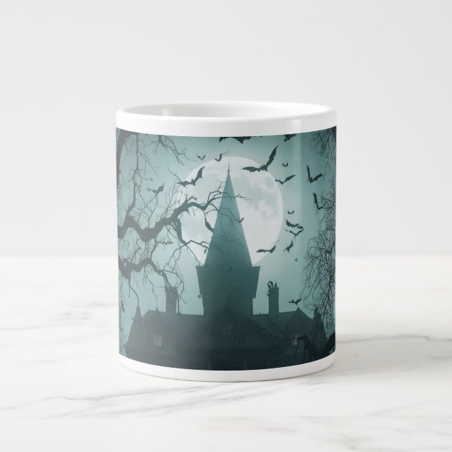 Spooky Night with Jack-o'-Lanterns Large Coffee Mug (Front)