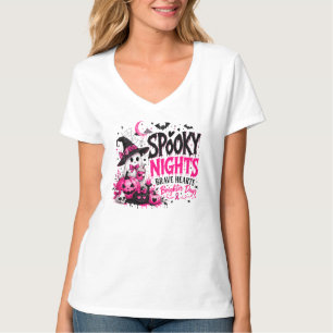 Spooky Nights Breast Cancer Awareness Pink Ribbon T-Shirt