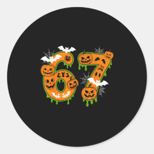 Spooky Number 67 In Halloween For Everyone  Classic Round Sticker