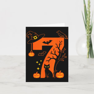 Spooky Number 7 Halloween Black Cat Design For Cat Card