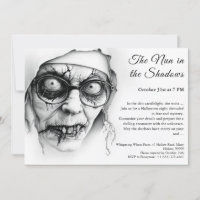 Spooky Nun Halloween Invitation Haunting Religion