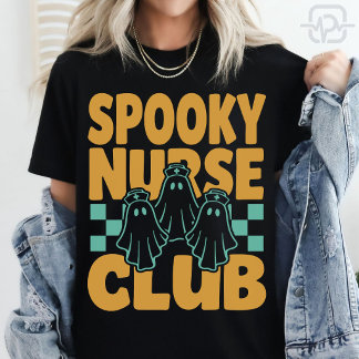 Spooky Nurse Club Halloween Ghost Nurse Squad T-Shirt