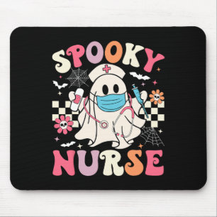 Spooky Nurse Ghost Halloween Cute Groovy Nursing H Mouse Mat