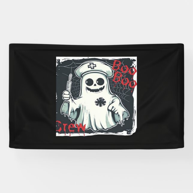Spooky Nurse Ghost Haunted Hospital Crew Ghostly N Banner (Horizontal)