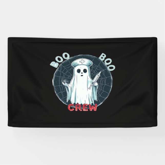 Spooky Nurse Ghost Haunted Hospital Crew Ghostly N Banner (Horizontal)