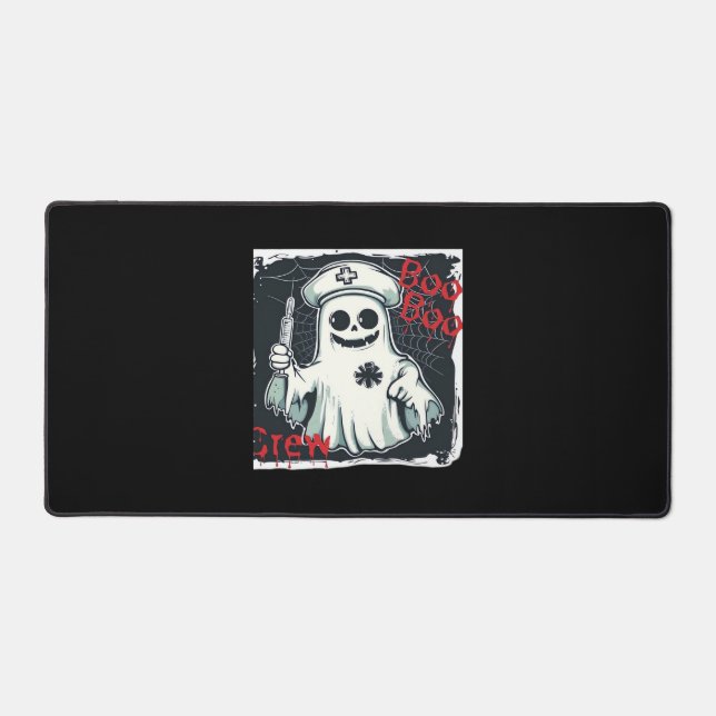 Spooky Nurse Ghost Haunted Hospital Crew Ghostly N Desk Mat (Front)