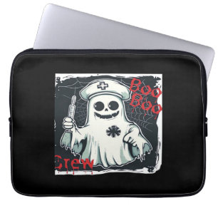 Spooky Nurse Ghost Haunted Hospital Crew Ghostly N Laptop Sleeve