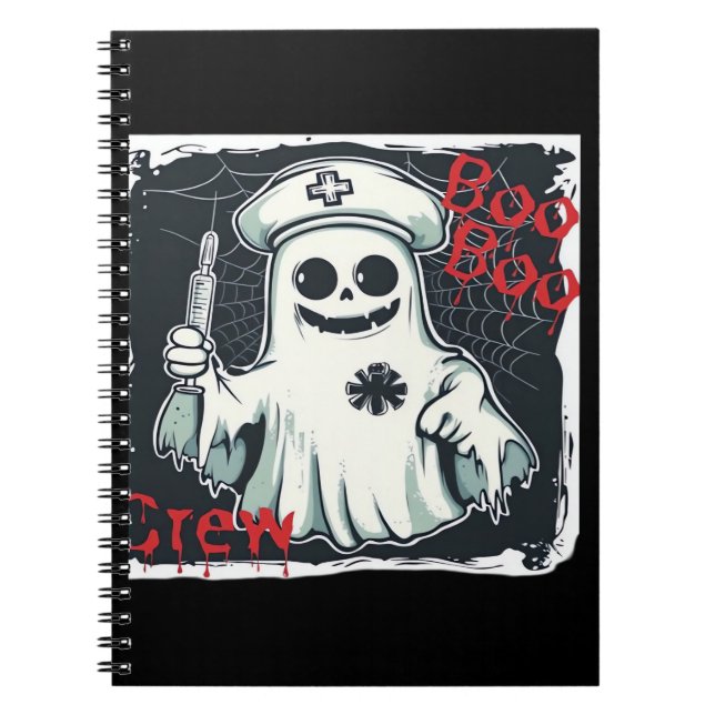 Spooky Nurse Ghost Haunted Hospital Crew Ghostly N Notebook (Front)