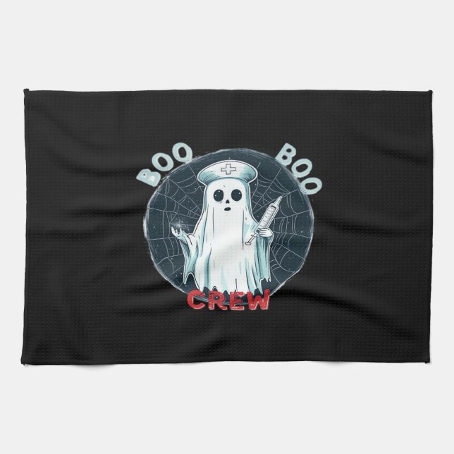 Spooky Nurse Ghost Haunted Hospital Crew Ghostly N Tea Towel (Horizontal)