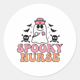 Spooky Nurse Halloween Costume Eerie Elegance Classic Round Sticker