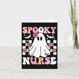 Spooky Nurse Halloween Ghost Costume Retro Groovy Card