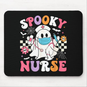 Spooky Nurse Halloween Ghost Cute Groovy Nursing Mouse Mat