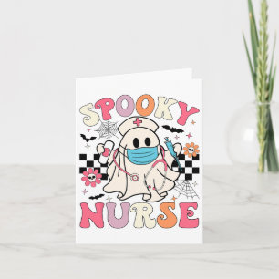 Spooky Nurse Halloween Ghost Cute Nursing Hallowee Card