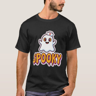 Spooky Nurse Halloween Ghost Design T-Shirt