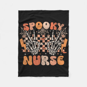 Spooky Nurse Halloween Skeleton Costume Retro Groo Fleece Blanket
