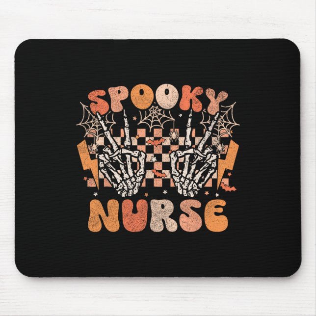 Spooky Nurse Halloween Skeleton Costume Retro Groo Mouse Mat (Front)