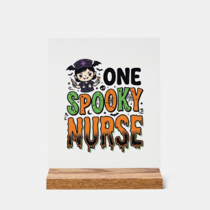 Spooky Nurse Halloween Vintage Engraving Design_1 Acrylic Sign