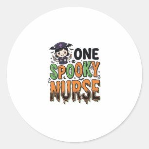 Spooky Nurse Halloween Vintage Engraving Design_1 Classic Round Sticker