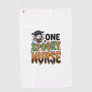 Spooky Nurse Halloween Vintage Engraving Design_1 Golf Towel