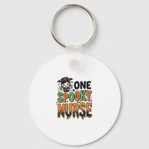 Spooky Nurse Halloween Vintage Engraving Design_1 Key Ring