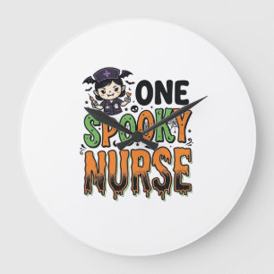 Spooky Nurse Halloween Vintage Engraving Design_1 Large Clock
