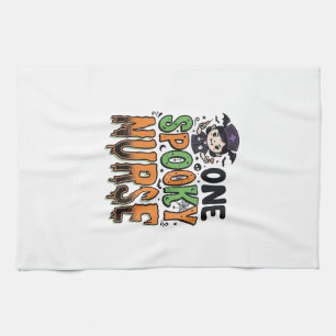 Spooky Nurse Halloween Vintage Engraving Design_1 Tea Towel