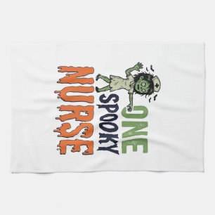 Spooky Nurse Halloween Vintage Vector Design_1 Tea Towel