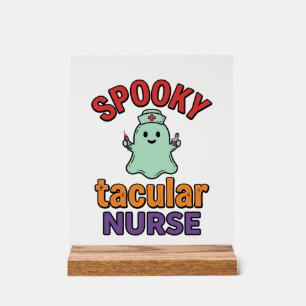 Spooky Nurse Halloween Vintage Vector Shirt Design Acrylic Sign