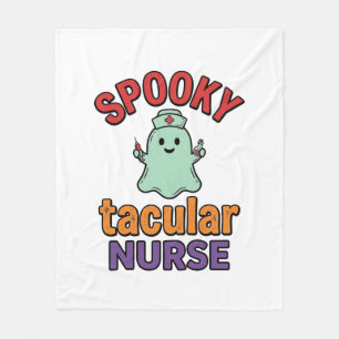 Spooky Nurse Halloween Vintage Vector Shirt Design Fleece Blanket