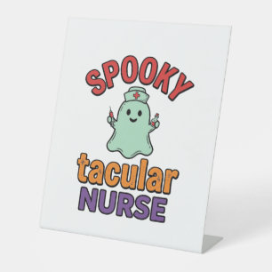 Spooky Nurse Halloween Vintage Vector Shirt Design Pedestal Sign