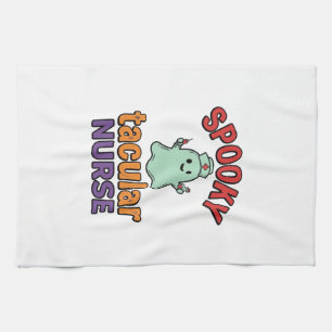 Spooky Nurse Halloween Vintage Vector Shirt Design Tea Towel