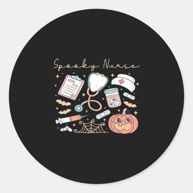 Spooky Nurse Life Oversized T-Shirt Classic Round Sticker (Front)