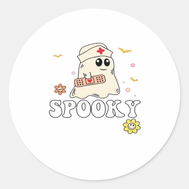 Spooky Nurse Practitioner Cute Halloween Classic T Classic Round Sticker (Front)