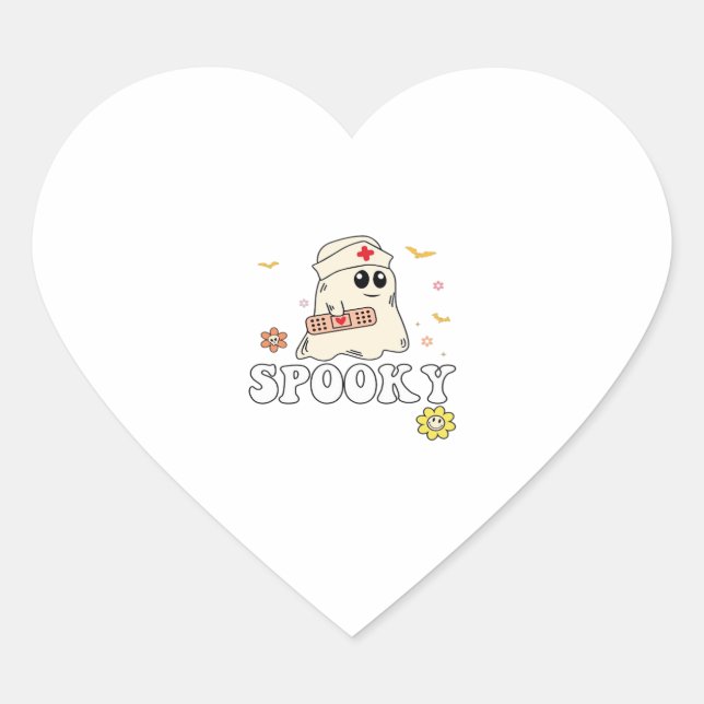 Spooky Nurse Practitioner Cute Halloween Classic T Heart Sticker (Front)