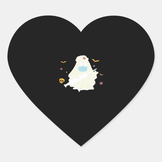 Spooky Nurse Practitioner Cute Halloween Oversized Heart Sticker (Front)
