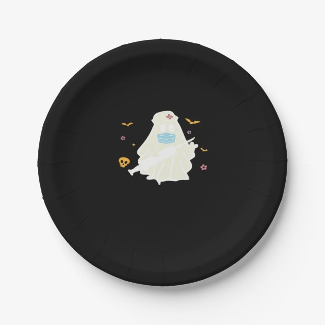 Spooky Nurse Practitioner Cute Halloween Oversized Paper Plate (Front)