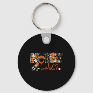 Spooky Nurse Pumpkin Halloween Costume Rn Cna Mens Key Ring