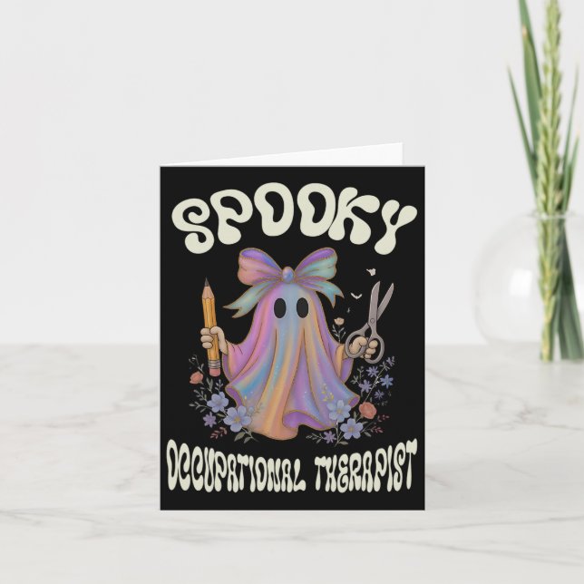 Spooky Occupational Therapist Ghost Floral Hallowe Card (Front)