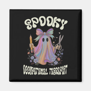Spooky Occupational Therapist Ghost Floral Hallowe Magnet