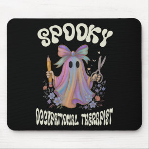 Spooky Occupational Therapist Ghost Floral Hallowe Mouse Mat