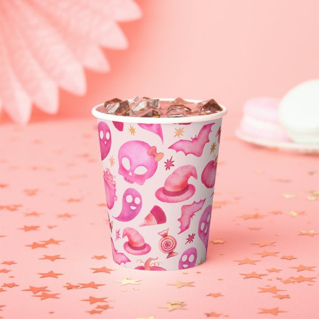 Spooky One 1st Birthday Girly Ghosts Paper cup (Insitu)