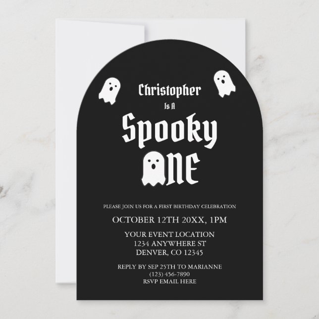 Spooky One 1st Birthday Invitation (Front)
