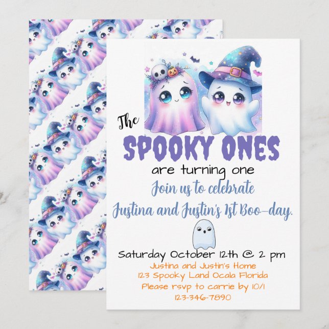 Spooky One 1st Birthday Invitation (Front/Back)