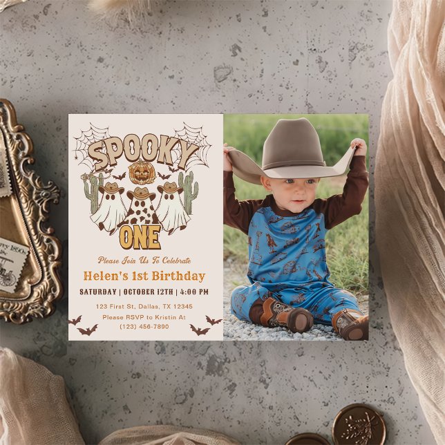 Spooky One 1st Birthday Western Party Photo Invitation (Creator Uploaded)