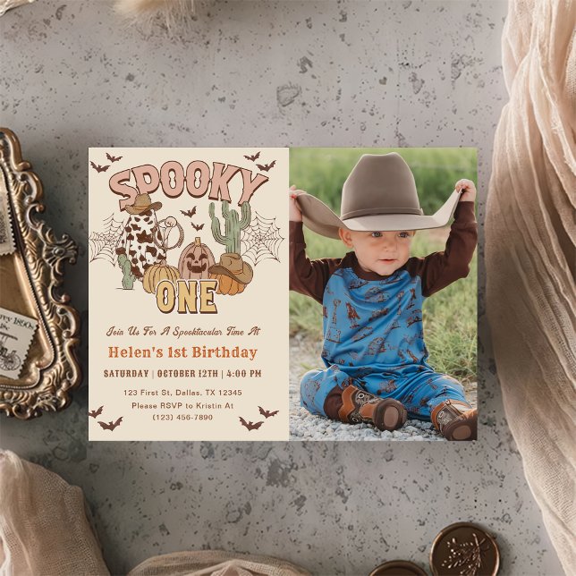 Spooky One 1st Birthday Western Party Photo  Invitation (Creator Uploaded)