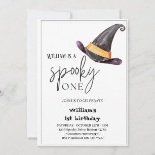 Spooky One bat Halloween  hat 1st Birthday  Invitation